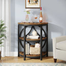 Axyaa Industrial 3-Tier Half Round End Table, Metal Frame Living Room Side Table