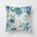 Luxurious Blue Bird Floral Pillowcase by Axyaa - 45x45cm Square Decor for Home & Office