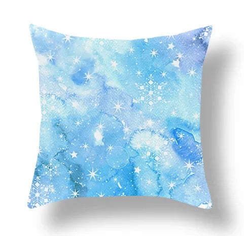 Axyaa Blue Ornament Pillowcase: Festive Home Decor Cushion Cover for Christmas & New Year