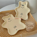 Axyaa Cream Bear Cute 3D Alien Ceramic Dessert Salad Plate - Household Tableware