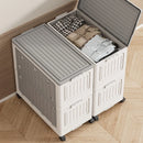 Axyaa Foldable Storage Bin with Wheels - Large Capacity Transparent Organizer for Clothes & Toys