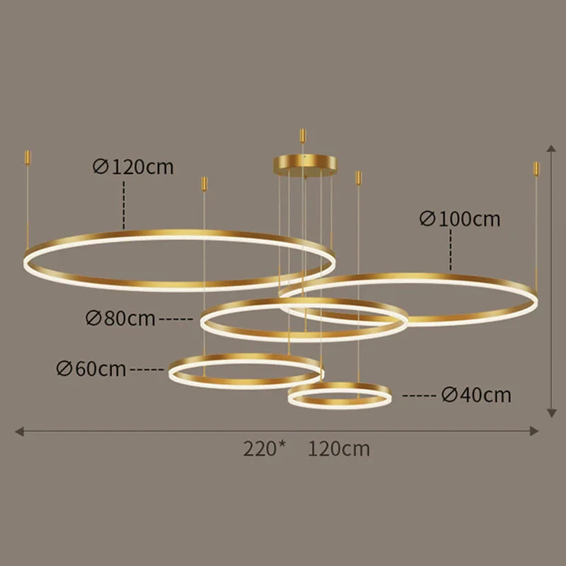 Axyaa Nordic Rings Pendant Light Fixture for Dining and Living Room Decor