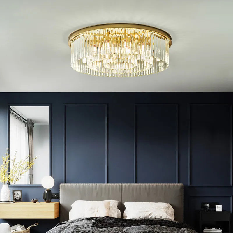 Axyaa Retro Crystal Ceiling Chandelier for Living Dining Room