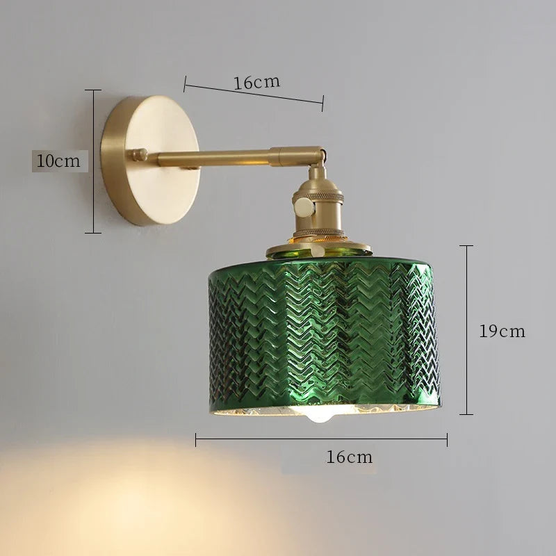 Axyaa Clear Glass LED Wall Lights Copper Pull Chain Switch Modern Wandlamp