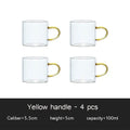 Axyaa Glass Teacup Set, Master Quality, Heat-Resistant, Kung Fu Tea Cup with Handle