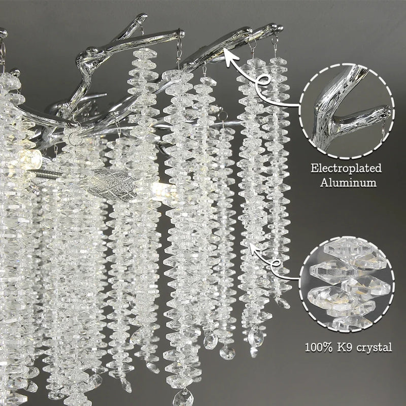 Axyaa Crystal Ceiling Chandelier Light - Elegant Tree Branch Design