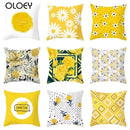 Axyaa Yellow Floral Geometric Pillowcase for Home Decor