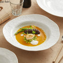 Axyaa Solid Color Hammer Pattern Deep Plate Salad Soup Pasta Plates