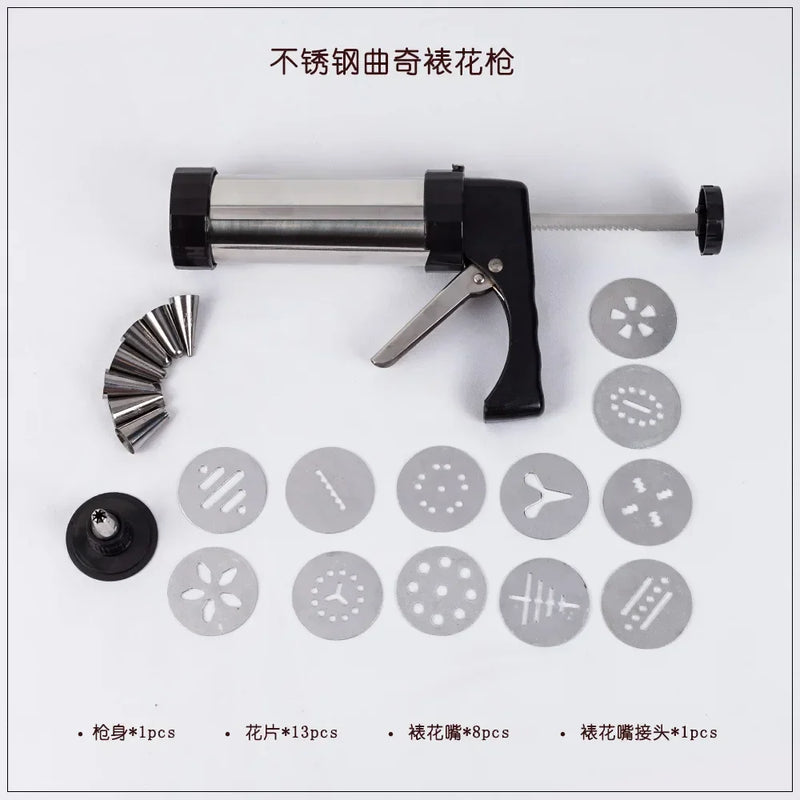 Axya Cookie Gun Set - Pastry Press Kit with Piping Nozzles