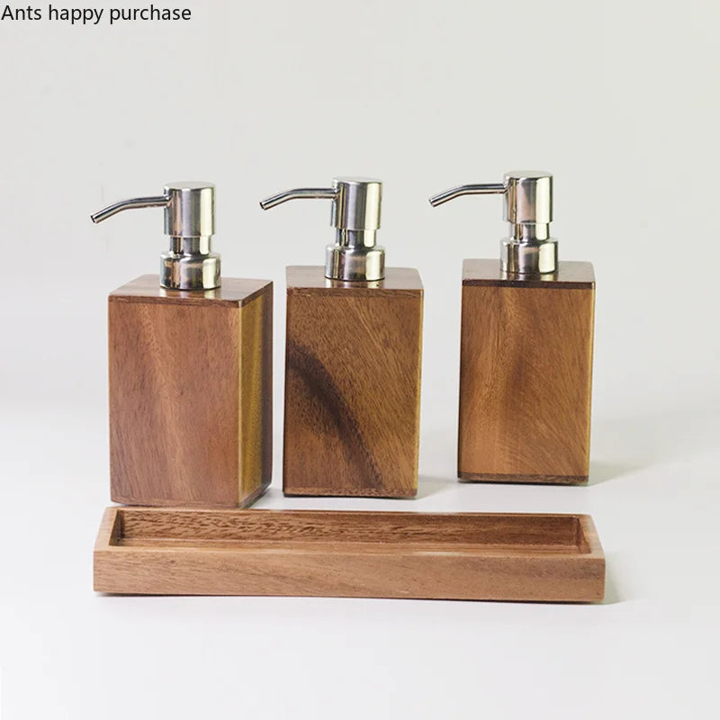 Axya Wooden Lotion Bottle Soap Shampoo Shower Gel Bathroom Decor Accessories