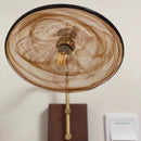 Axyaa Walnut Wood LED Wall Light Fixture Glass Pull Chain Switch