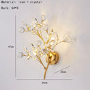 Axyaa Romantic Crystal Wall Sconce Light with Gold Metal Branches