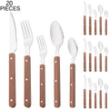 Axyaa Wooden Handle Stainless Steel Cutlery Set - 30pcs Flatware Tableware