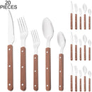 Axyaa Wooden Handle Stainless Steel Cutlery Set - 30pcs Flatware Tableware