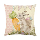 Axyaa Easter Bunny Eggs Pillowcase - 45x45cm Linen Sofa Cushion Cover