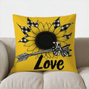 Axyaa Sunflower Gingham Bow Throw Pillow Cover for Sofa Bedroom Car