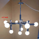 Axyaa Mid-Century Chrome Chandelier with White Glass Shades