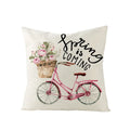 Pink Truck Flower Print Cushion Cover 45x45cm - Axyaa