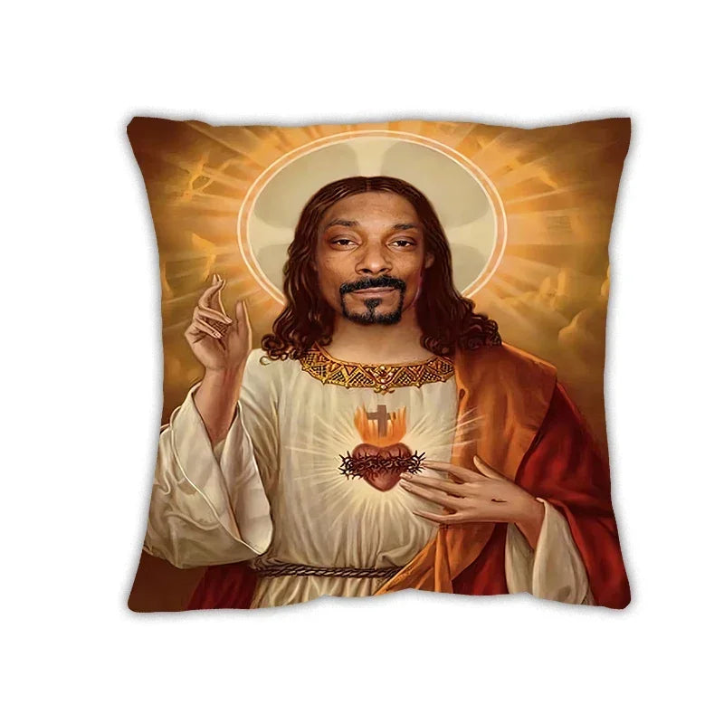 Axyaa Jesus Hip Hop Cushion Cover - Rapper Pillow Case for Home Decor