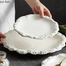 Axyaa Ceramic Steak Plate Irregular Shape Dinner Plate Kitchen Serving Tray