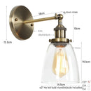 Axyaa Single Arm LED Wall Lamp Glass Iron Vintage Retro Stair Light Fixture