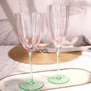 Axyaa Floral European Style Pink & Green Glass Goblet Wine Champagne Flute