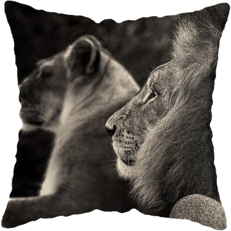 Wild Animals Lions Tigers Cushion Cover - Axyaa Luxury Home Decor