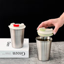 Axyaa Stainless Steel Coffee Mug with Lid, 400ml Water Cup, Leak Proof & Portable