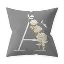 Axyaa Grey Flowery Print Alphabetic Cushion Cover for Home Sofa Decor 45x45cm