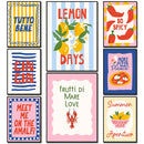 Axyaa Wine & Pasta Night Poster Set for Trendy Bar Cart and Maximalist Room Decor
