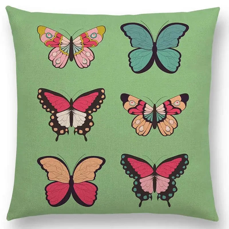 Axyaa Botanical Floral & Butterfly Cushion Cover - Home Decor Sofa Pillow Case