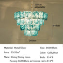 Axyaa Vintage Green Glass Crystal Chandelier Pendant Lamp for Living Room Bedroom