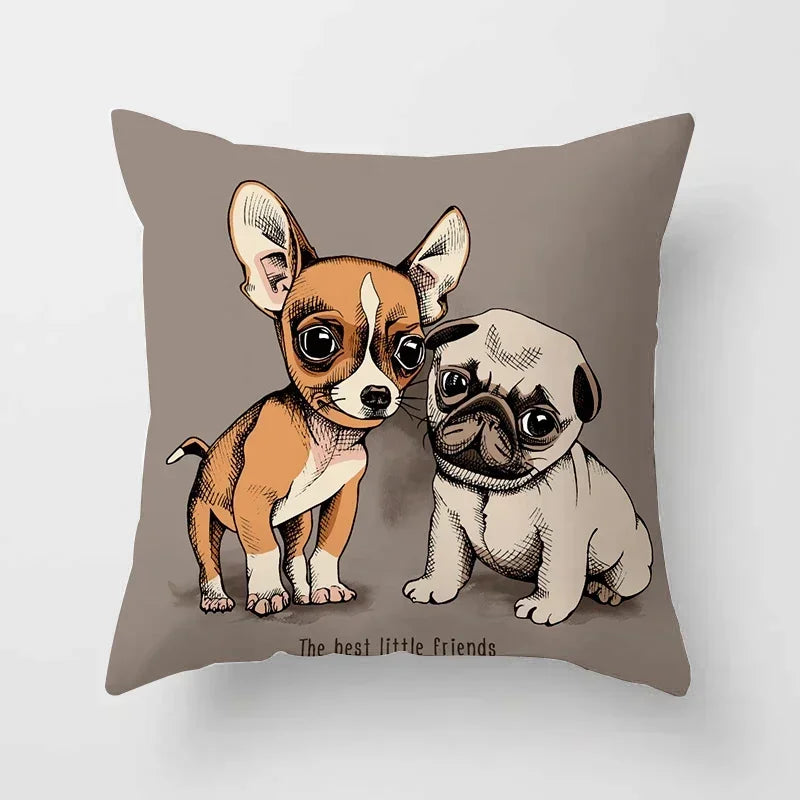 Cute Pug Bulldog Pillowcase for Living Room Decor - Axyaa Home Decor