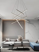 Nordic LED Line Chandelier for Duplex, Villa & Restaurant - Axyaa
