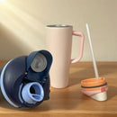 Axyaa 40oz Stainless Steel Insulated Straw Water Bottle Hot Cold Vacuum Flask Mug