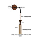 Axyaa Wood LED Wall Light with Adjustable Wire & Yellow Travertine Lampshade