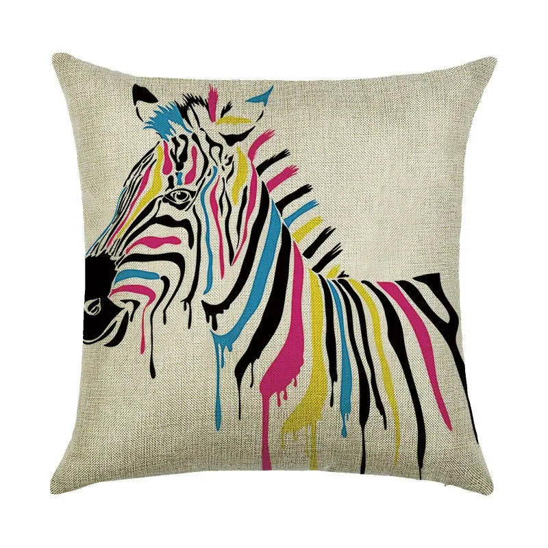 Axyaa Animal Linen Pillowcase for Bedroom Sofa Chair - Decorative Cushion Cover