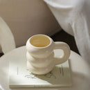Axyaa 14oz Ceramic Coffee Mug Wavy Style Large Capacity Nordic Creative Cute Cup