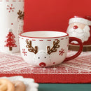 Axyaa Nordic Christmas Ceramic Mug Santa Elk Emboss - Christmas Gift & Decoration
