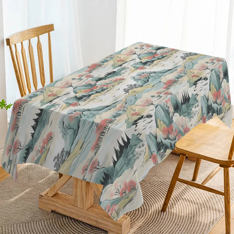 Axyaa Mountain Breeze Tablecloth: Elegant, Waterproof, & Stain Resistant Home Decor