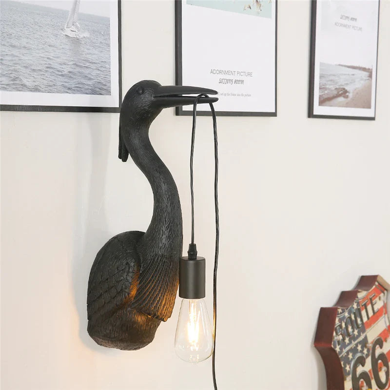 Axyaa Nordic Crane Resin Wall Lamps for Bedroom Living Room Decor