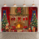Axyaa Christmas Party Decor Tapestry: Stove, Tree, Gift Box Design for Indoors & Outdoors