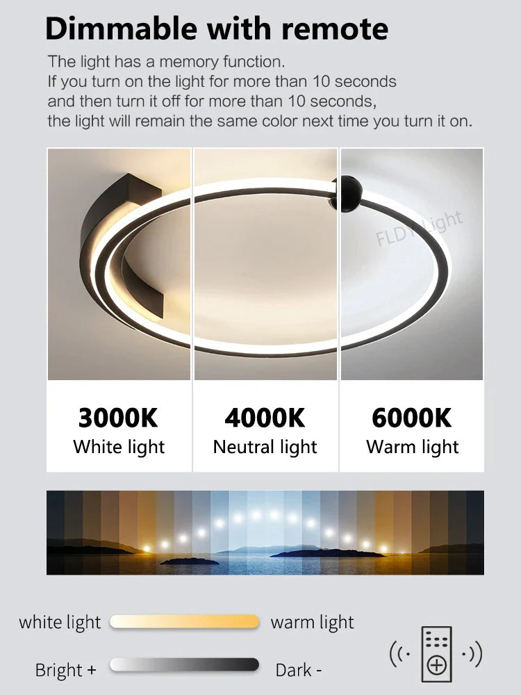 Axaya Modern LED Ceiling Light | Remote Controlled Dimming Lamps