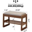 Axyaa Walnut Shoe Storage Bench with Cushion and Organizer