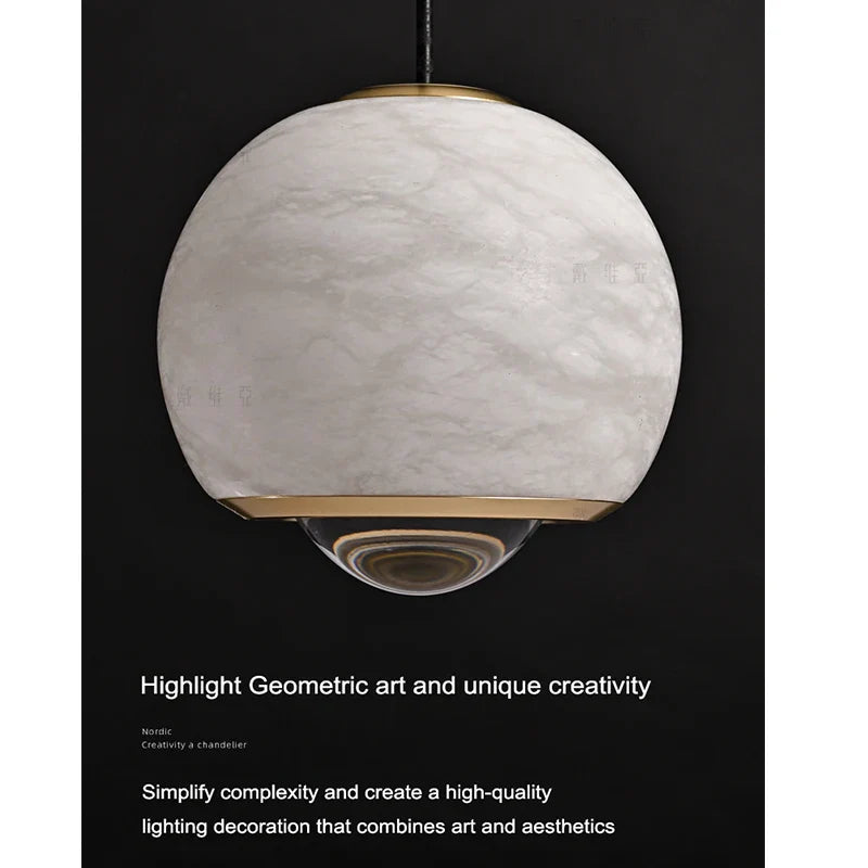 Axyaa Natural Marble Chandelier: Modern Medieval Designer Lamp for Living Room and Bar