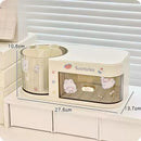 Axyaa Desktop Pen Holder with Drawers - Student Desk Organizer for Girls