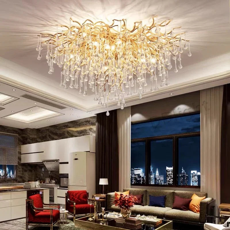 Axyaa Modern Luxury Crystal Ceiling Chandelier for Living Dining Bedroom