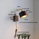 Axyaa Walnut Wood LED Wall Sconce Pull Chain Rotate Vanity Light
