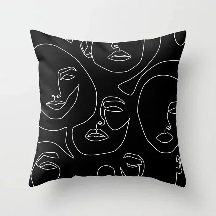 Axyaa Abstract Art Couple Portrait Pillow Cover 45X45CM