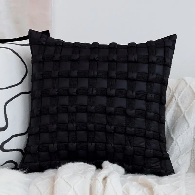 Nordic Quilted Cushion Cover 45x45cm for Indoor Living Room Sofa by Axyaa